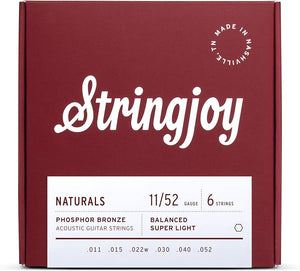 Stringjoy Naturals | Super Light Gauge (11-52) Phosphor Bronze Acoustic Guitar Strings