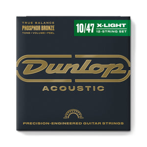 DUNLOP PHOSPHOR BRONZE ACOUSTIC GUITAR STRINGS 12 STRING SET 10-47