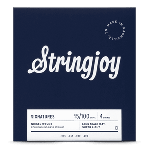 Stringjoy Super Light Gauge (45-100) 4 String Long Scale Nickel Wound Bass Guitar Strings