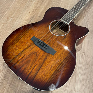 Martinez '31 Series' Daowood Small Body Acoustic-Electric Cutaway Guitar (African Brownburst)