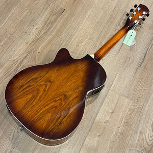 Martinez '31 Series' Daowood Small Body Acoustic-Electric Cutaway Guitar (African Brownburst)