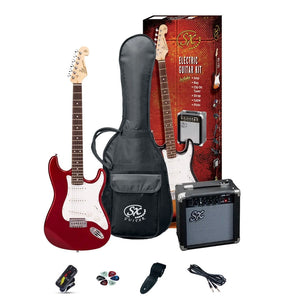 SX ST Style Beginners Plug 'n Play Electric Guitar & Amp Pack - Red