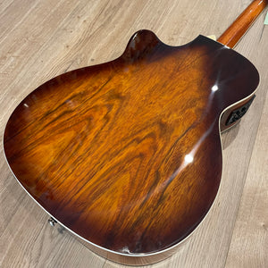 Martinez '31 Series' Daowood Small Body Acoustic-Electric Cutaway Guitar (African Brownburst)