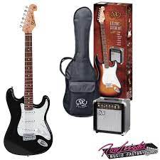 SX - ST Style Full Size Guitar & Amp Pack - Black
